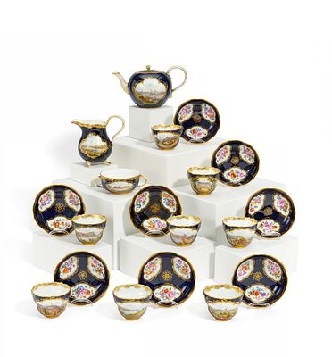 Teeservice mit sächsischen Ansichten für sechs Personen. TEESERVICE MIT SÄCHSISCHEN ANSICHTEN 