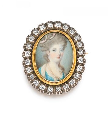 Historische Emaille-Diamant-Trauerbrosche. HISTORISCHE EMAILLE-DIAMANT-TRAUERBROSCHE. 