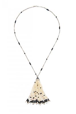 Naturperl-Onyx-Sautoir. NATURPERL-ONYX-SAUTOIR. Datierung: Um 1930. Material: 750/- 