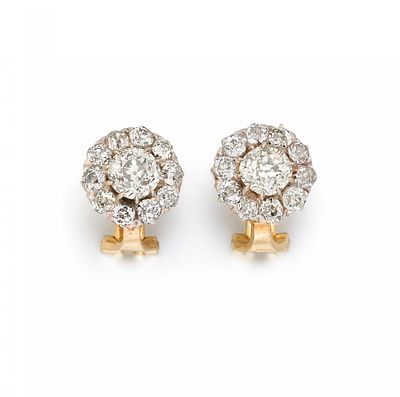 Zarte Diamant-Ohrclips. ZARTE DIAMANT-OHRCLIPS. Datierung: Um 1940. Material: 585/- 