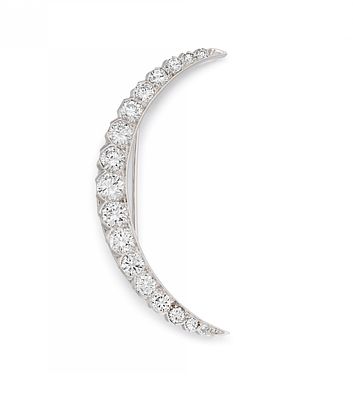 Diamant-Brosche "Mondsichel". DIAMANT-BROSCHE "MONDSICHEL". Herkunft: Wohl Deutschland. 