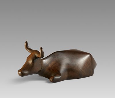 Ewald Matar&eacute;: Liegende Kuh mit erhobenem Kopf. MATAR&Eacute;, EWALD 1887 Aachen - 1965 B&uuml;derich 