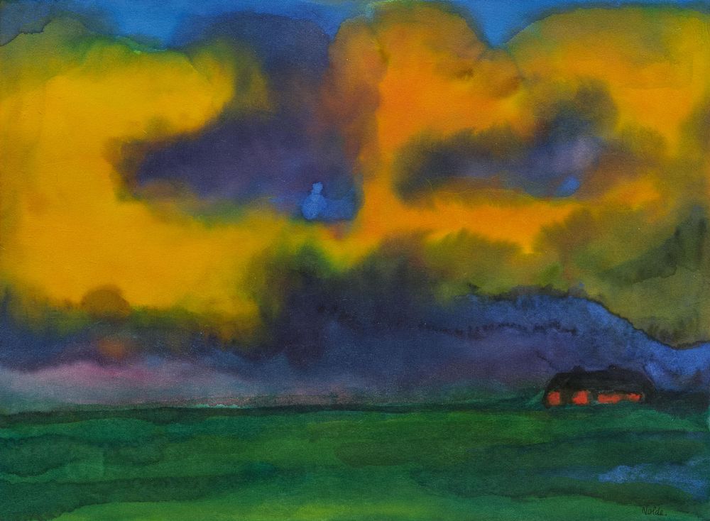 Emil Nolde: Marschlandschaft mit Bauernhof und Abendhimmel. NOLDE, EMIL
1867 Nolde - 1956 