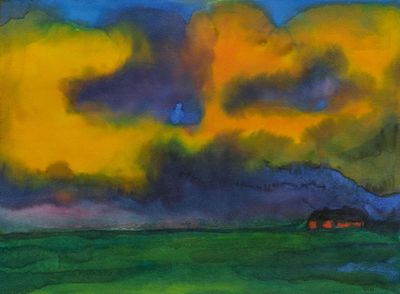 Emil Nolde: Marschlandschaft mit Bauernhof und Abendhimmel. NOLDE, EMIL
1867 Nolde - 1956 