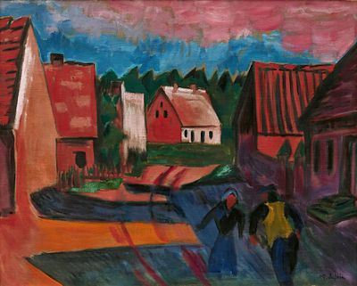 Hermann Max Pechstein: Dorfh&auml;user. PECHSTEIN, HERMANN MAX 1881 Zwickau - 1955 Berlin Title: 