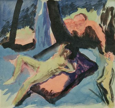 August Macke: "Composition II" (Susanna im Bade). MACKE, AUGUST 1887 Meschede - 1914 