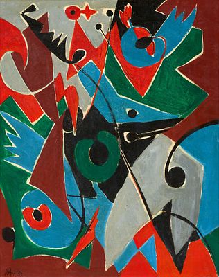Ernst Wilhelm Nay: "Der J&auml;ger". NAY, ERNST WILHELM 1902 Berlin - 1968 Cologne Title: "Der 