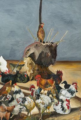 Karin Kneffel: H&uuml;hnerhof. KNEFFEL, KARIN 1957 Marl Title: H&uuml;hnerhof. Date: 1985. 