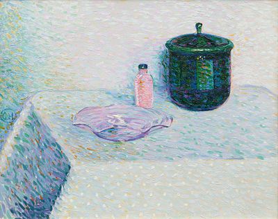 Curt Herrmann: Stillleben mit Schale, Fl&auml;schchen und Deckeldose. HERRMANN, CURT
1854 Merseburg 