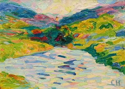 Curt Herrmann: Landschaft mit Flu&szlig;lauf. HERRMANN, CURT
1854 Merseburg - 1929 Pretzfeld Title: 