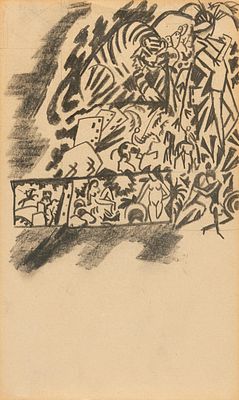 August Macke: Entwurf zur Tigerjagd. MACKE, AUGUST
1887 Meschede - 1914 Perthes-les-Hurlus 