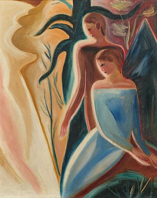 Willi Baumeister: "Gestade". BAUMEISTER, WILLI
Stuttgart 1889 - 1955 Title: "Gestade". 