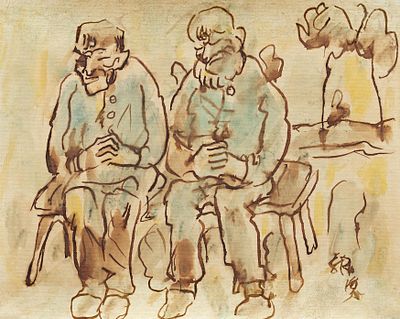 Christian Rohlfs: Zwei sitzende Figuren. ROHLFS, CHRISTIAN
1849 Niendorf - 1938 Hagen Title: 