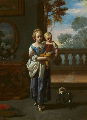 Antonio Amorosi: Young Brother and Sister with Dog. AMOROSI, ANTONIO 
1660 Comunanza–1738 