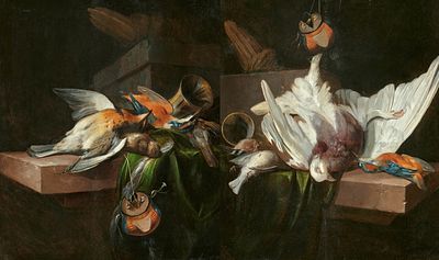 William Gouw Ferguson: Two Paintings: Still Life with Shot Songbirds / Still Life with a Shot Dove. 