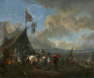 Philipps Wouwerman: "At a Sutler's Tent". WOUWERMAN , PHILIPPS 1619 Haarlem–1668 Haarlem Title: 
