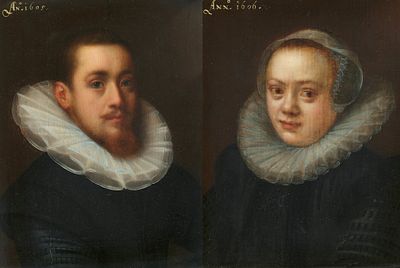 Gortzius Geldorp: Two Paintings: Portrait of a Gentleman and a Lady. GELDORP , GORTZIUS 1553 