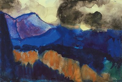 Emil Nolde: Berglandschaft. NOLDE , EMIL 1867 Nolde–1956 Seeb&uuml;ll Title: Berglandschaft. 
