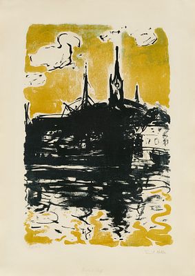 Emil Nolde: "Kirche und Schiff, Sonderburg". NOLDE , EMIL 1867 Nolde–1956 Seeb&uuml;ll Title: "Kirche 