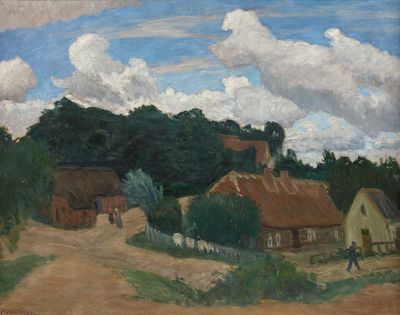 Otto Modersohn: Worpswede - Dorfansicht mit Weyerberg. MODERSOHN , OTTO 1865 Soest–1943 
