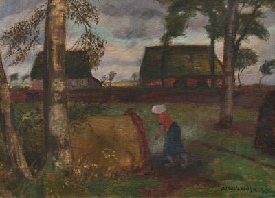 Otto Modersohn: Moorlandschaft mit Backofen. MODERSOHN , OTTO 1865 Soest–1943 Rotenburg Title: 