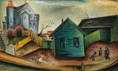 Werner Drewes: Old Houses in Harlem. DREWES , WERNER 1899 Kanig/Brandenburg–1985 Reston/Virginia 