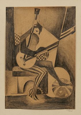 Heinz Loew: Untitled (Pierrot with guitar). LOEW , HEINZ 1903 Leipzig–1981 London Title: 