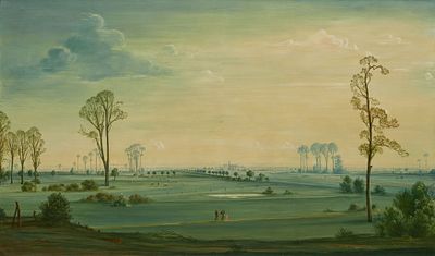 Theo Champion: Niederrheinisches Landschaftsbild (Spazierg&auml;nger). CHAMPION , THEO 1887 