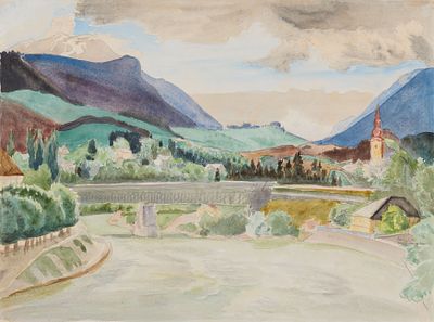 Erich Heckel: "Br&uuml;cke &uuml;ber die Drau". HECKEL , ERICH 1883 D&ouml;beln–1970 Radolfzell Title: "Br&uuml;cke 