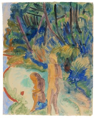 Erich Heckel: "Unter B&auml;umen". HECKEL , ERICH 1883 D&ouml;beln–1970 Radolfzell Title: "Unter B&auml;umen". 