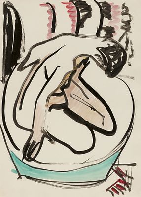 Ernst Ludwig Kirchner: Sitzender Akt im Tub. KIRCHNER , ERNST LUDWIG 1880 Aschaffenburg–1938 