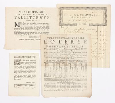 [BRUGGE]. 5 albums met klein drukwerk 1. album met 12 reclamekaartjes begin 19de eeuw. 2. Album 