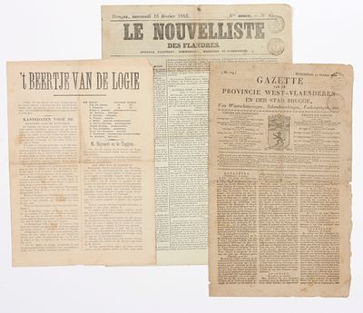 [BRUGSE KRANTEN]. Verzameling van 21 Brugse kranten van ca. 1800 Verschillende titels en 