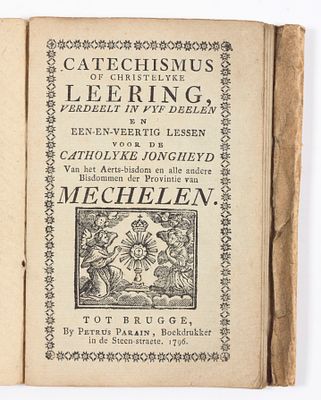 [CATECHISMUS]. Catechismus of christelyke leering, verdeeld in vyf deelen en een-en-veertig 