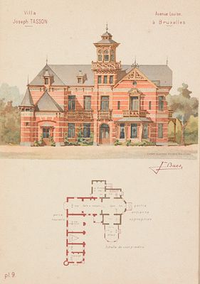BAES, Jean. Cottages Bruxelles Lyon-Claesen ca. 1895 In-8&deg;, s&eacute;rie de 25 planches, (24 en 