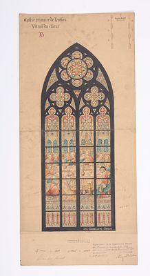 [BRANDGLASRAMEN]. Verzameling van 25 ontwerpen voor brandglasramen van vooral het atelier 