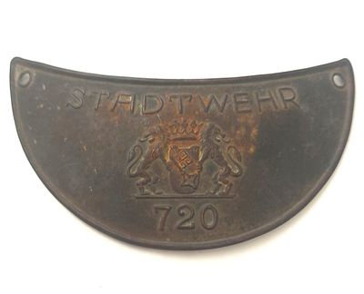 Antikes Schild Stadtwehr 720, Metal, Ma&szlig;e ca. 16 x 7cm, Sammlerst&uuml;ck 
Interne Nummer A0291359620
