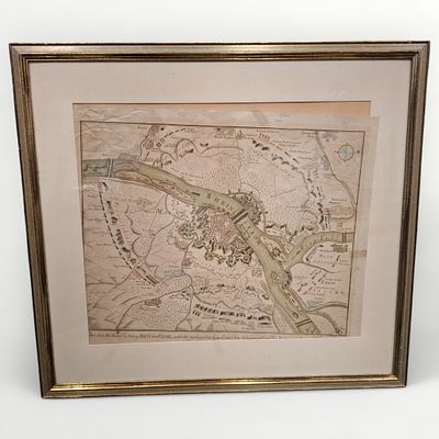 Lot historische Karten Belagerung Mainz gerahmt 1790. 2x antike handcolorierte Kupferstich 