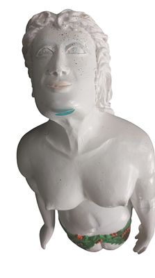 Antike Gallionsfigur, Holz handgeschnitzt, farbig gefasst, Ma&szlig;e ca. 95cm hoch, ca. 28cm breit 