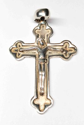 Gro&szlig;es 925 Silber Kreuz Russisch Orthodox. 925 Silber Kreuz Russisch Orthodox, Kyrillische 