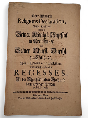 Religi&ouml;se Deklaration 1705. Religi&ouml;se Deklaration, Religionsvertrag 1705 zwischen zwei 
