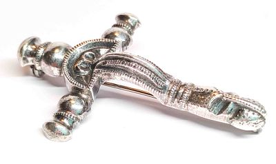 925 Silber BAS Fibel Kreuz Anh&auml;nger. 925 Silber BAS Blachian Antik Schmuck Fibel Kreuz Brosche 