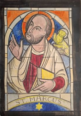 G. K. Rohde Entwurf Fensterbild. Original Entwurf Georg Karl Rhode, Glasmaler, 1874 - 1959 