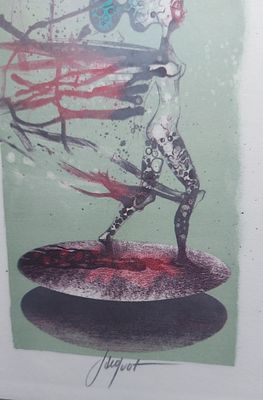 Pierre Jacquot Farblithographie gerahmt, Rahmenma&szlig; ca. 41,5 x 31,5cm, Blattma&szlig; ca. 