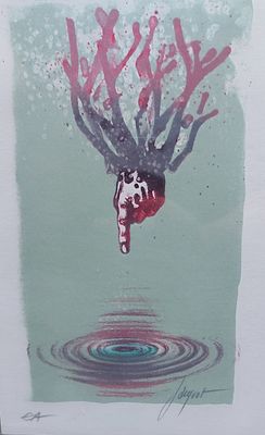 Pierre Jacquot Farblithographie gerahmt, Rahmenma&szlig; ca. 41,5 x 31,5cm, Blattma&szlig; ca. 