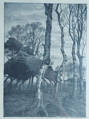 Bakenhus Radierung gerahmt, Rahmenma&szlig; ca. 48 x 37,5cm, Blattma&szlig; ca. 36 x 26cm, signiert 