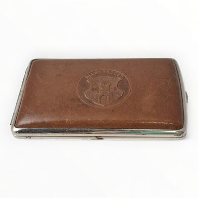 Zigaretten Etui. Vintage Leder Zigaretten Etui Delmenhorst, Ma&szlig;e ca. 10,5 x 7cm 