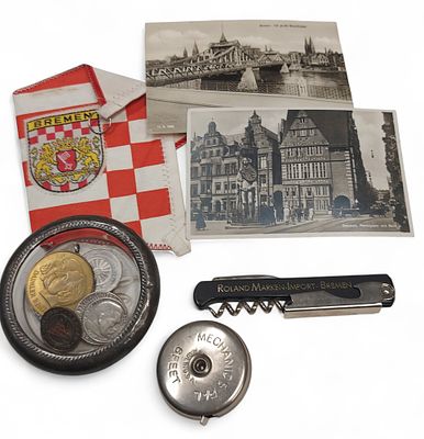 Lot Bremensien M&uuml;nzen u.a. Lot Bremensien ungepr&uuml;ft, mit dabei u.a. div. M&uuml;nzen, Aschenbecher 