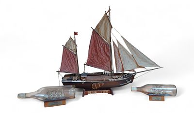 Lot Maritimes 3-tlg. u. a. Buddelschiffe, Sammlerst&uuml;cke aus Bremer Kapit&auml;nsnachlass