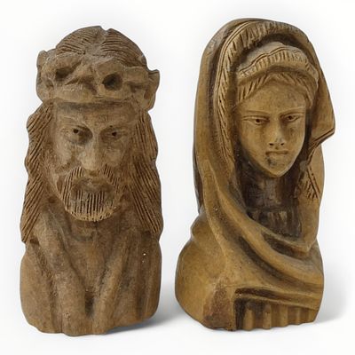 Paar sakrale Figuren, Maria und Josef, handgeschnitzt